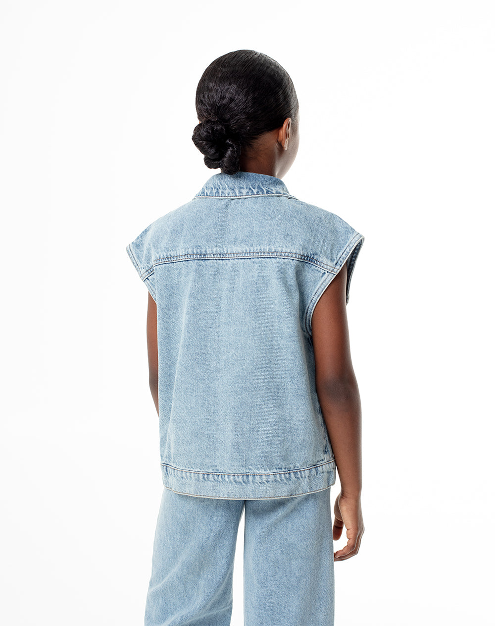 Chaleco oversized fit sin capucha indigo medio