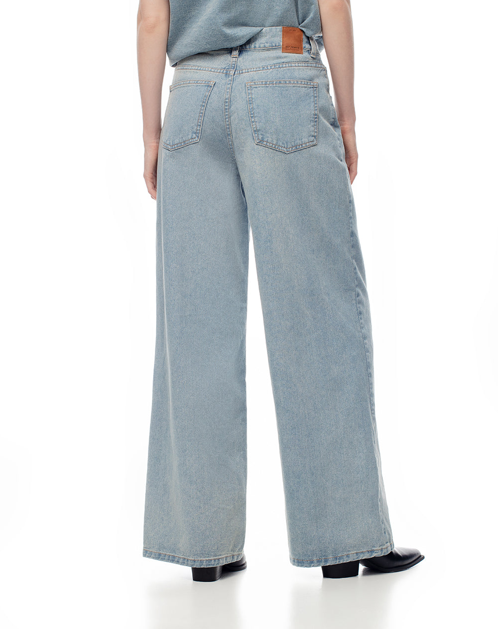 Jean loose fit tiro alto indigo medio