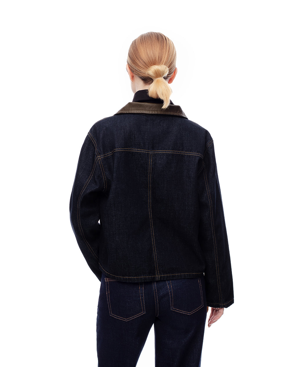 Chaqueta loose fit sin capucha índigo oscuro