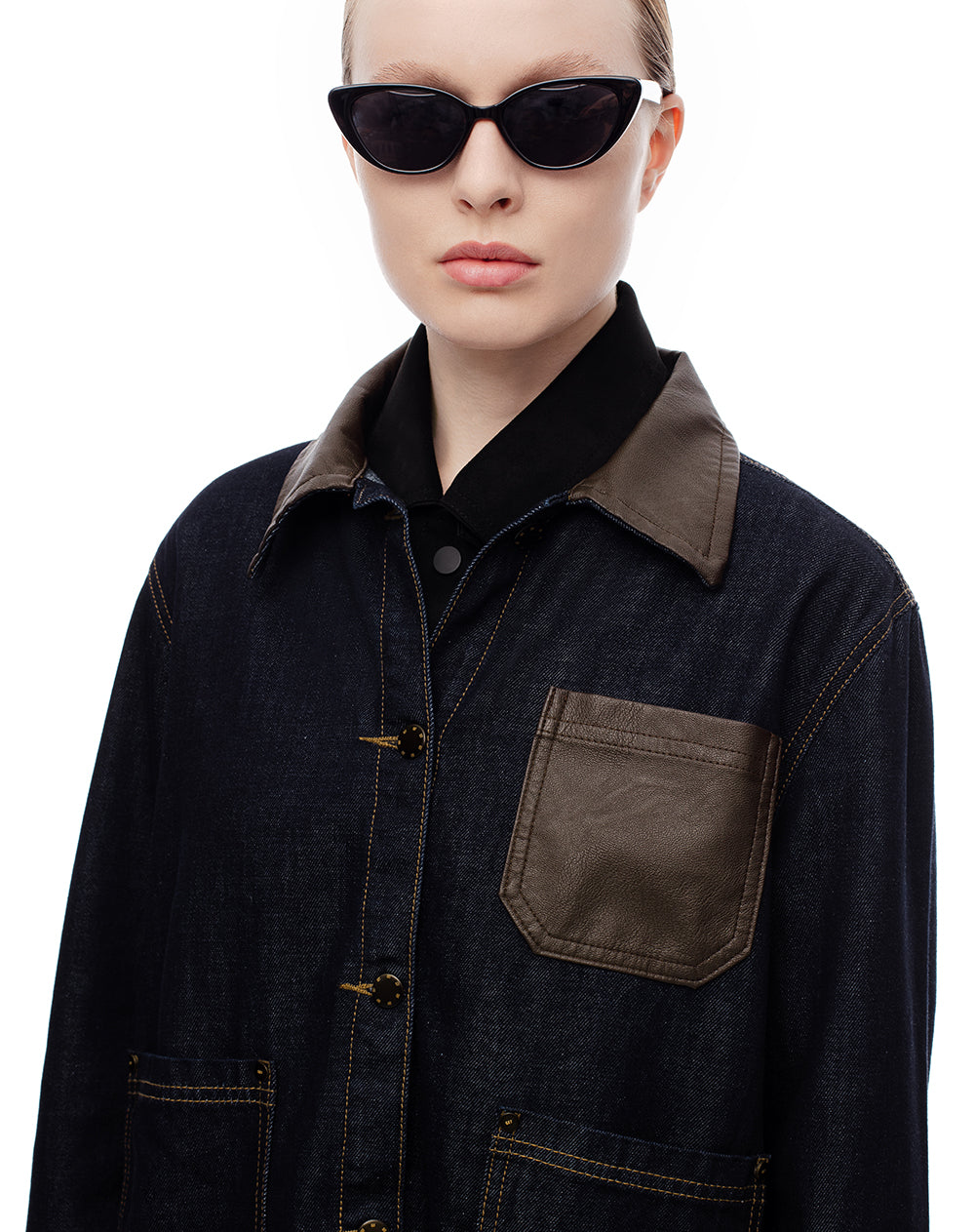 Chaqueta denim regular índigo oscuro mujer