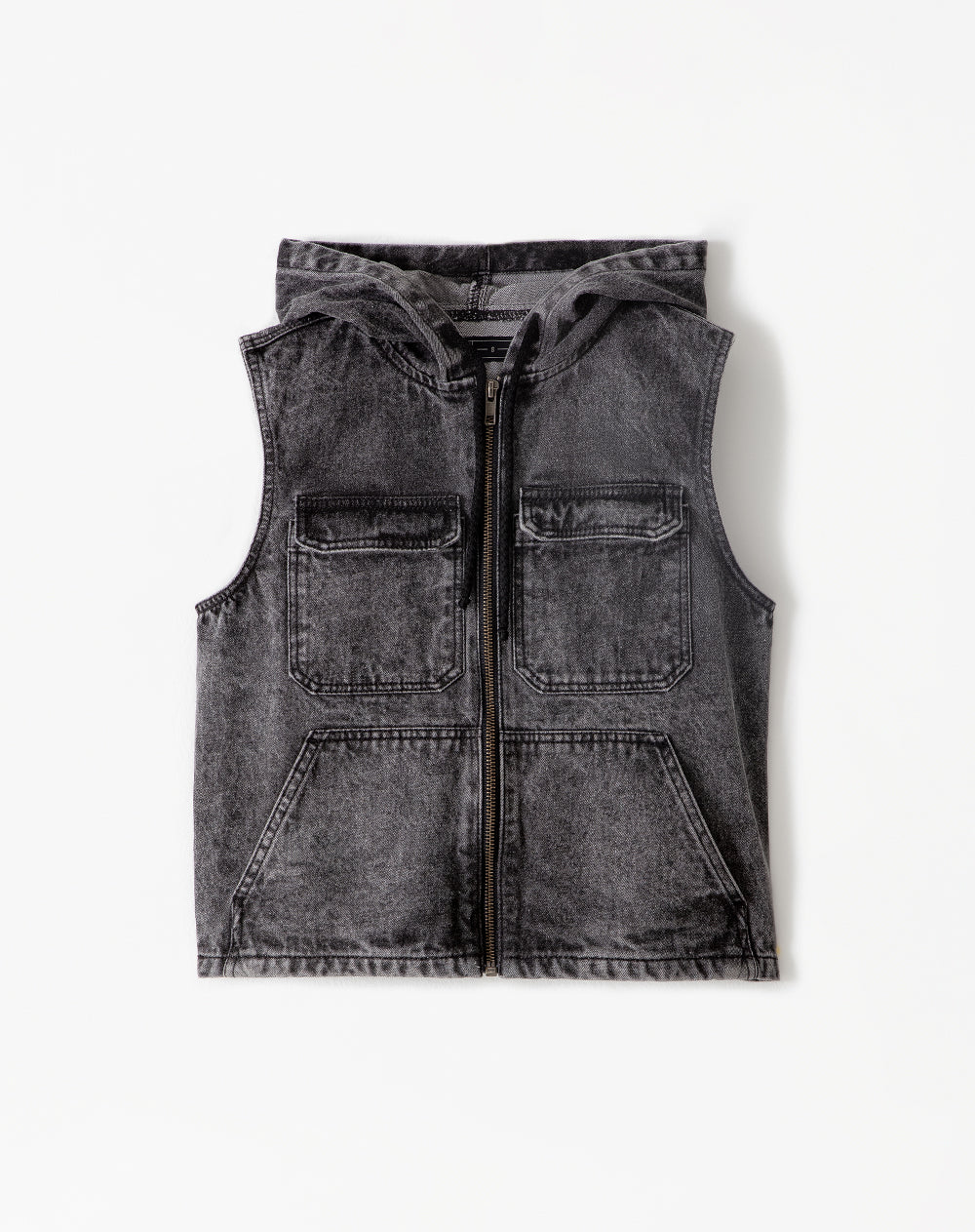 Chaleco oversized fit sin capucha denim gris