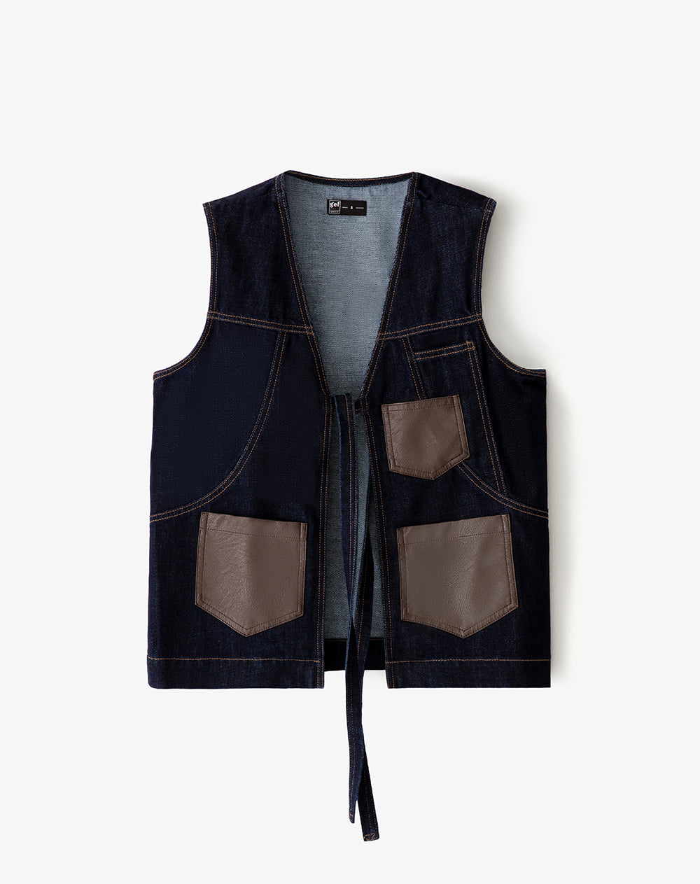 Chaleco loose fit sin capucha indigo oscuro