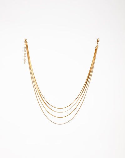 Collar multicadena dorado mujer