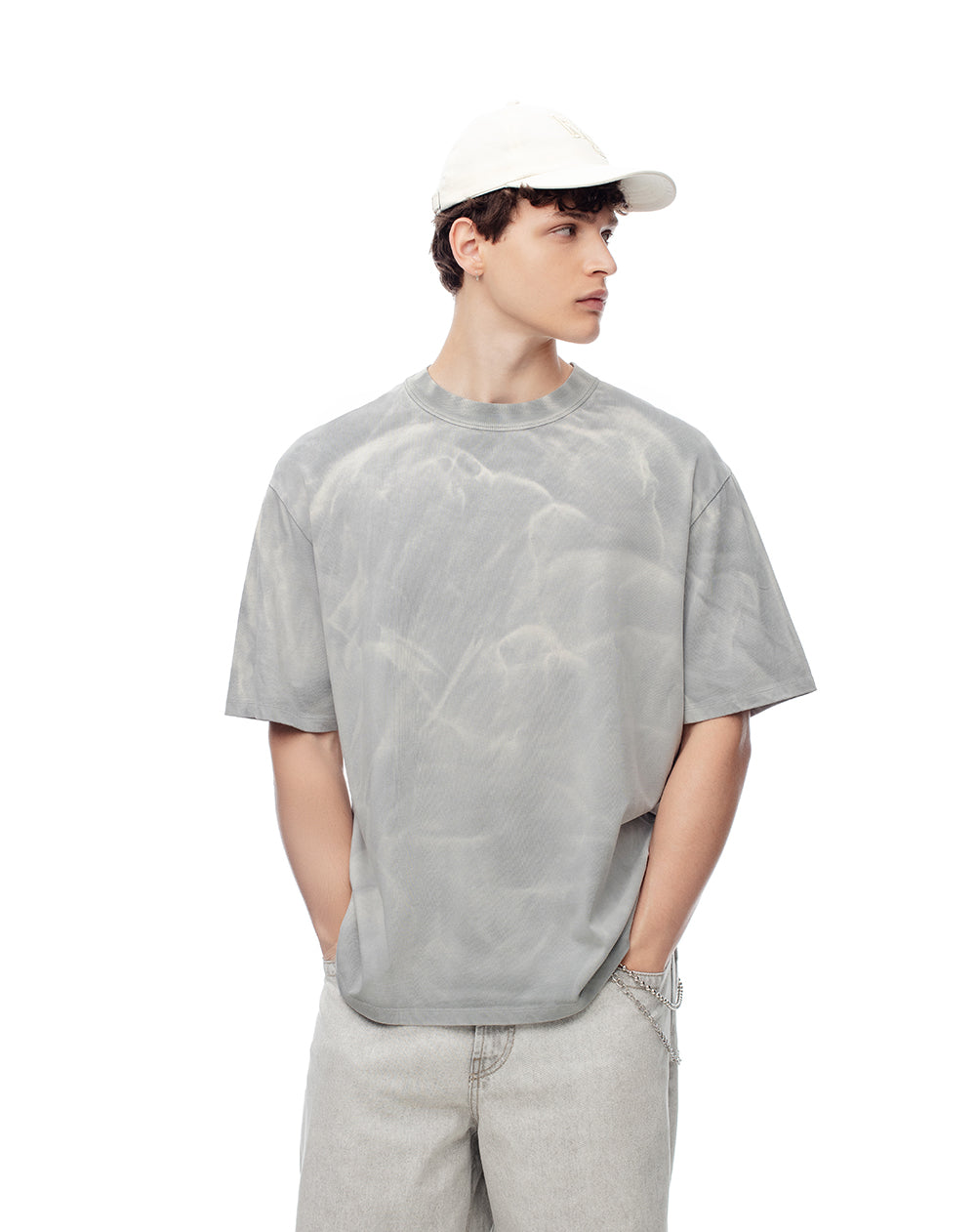 Camiseta regular algodón tie dye gris hombre