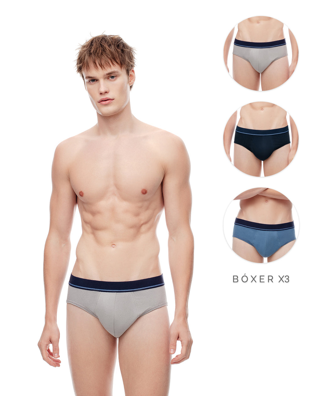 Bóxer brief algodón x3unds surtido
