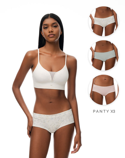 Panty cachetero algodón tiro medio x3unds surtido