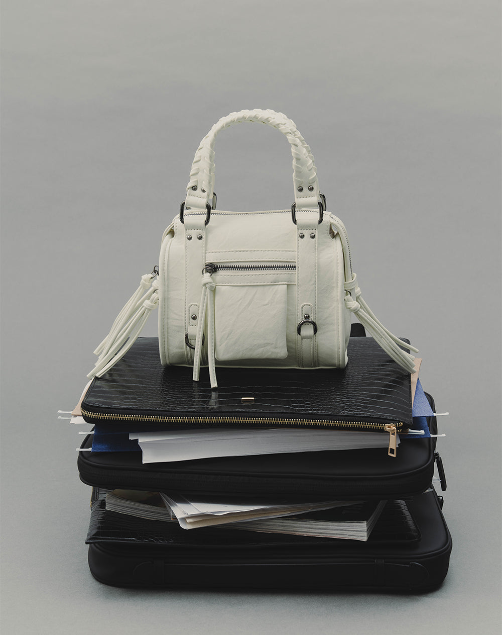 Bolso mini estructurado blanco mujer