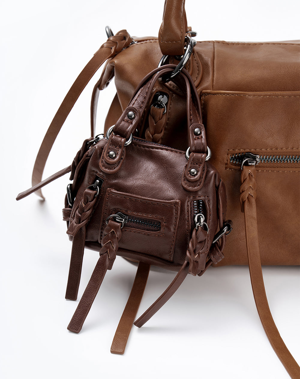Bolso bowling + monedero café mujer