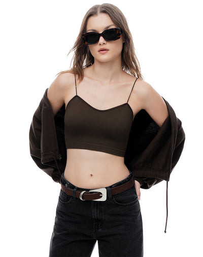 Crop top seamless chocolate mujer