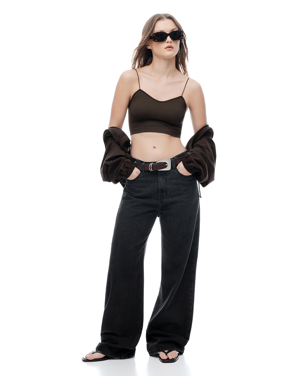 Crop top seamless chocolate mujer