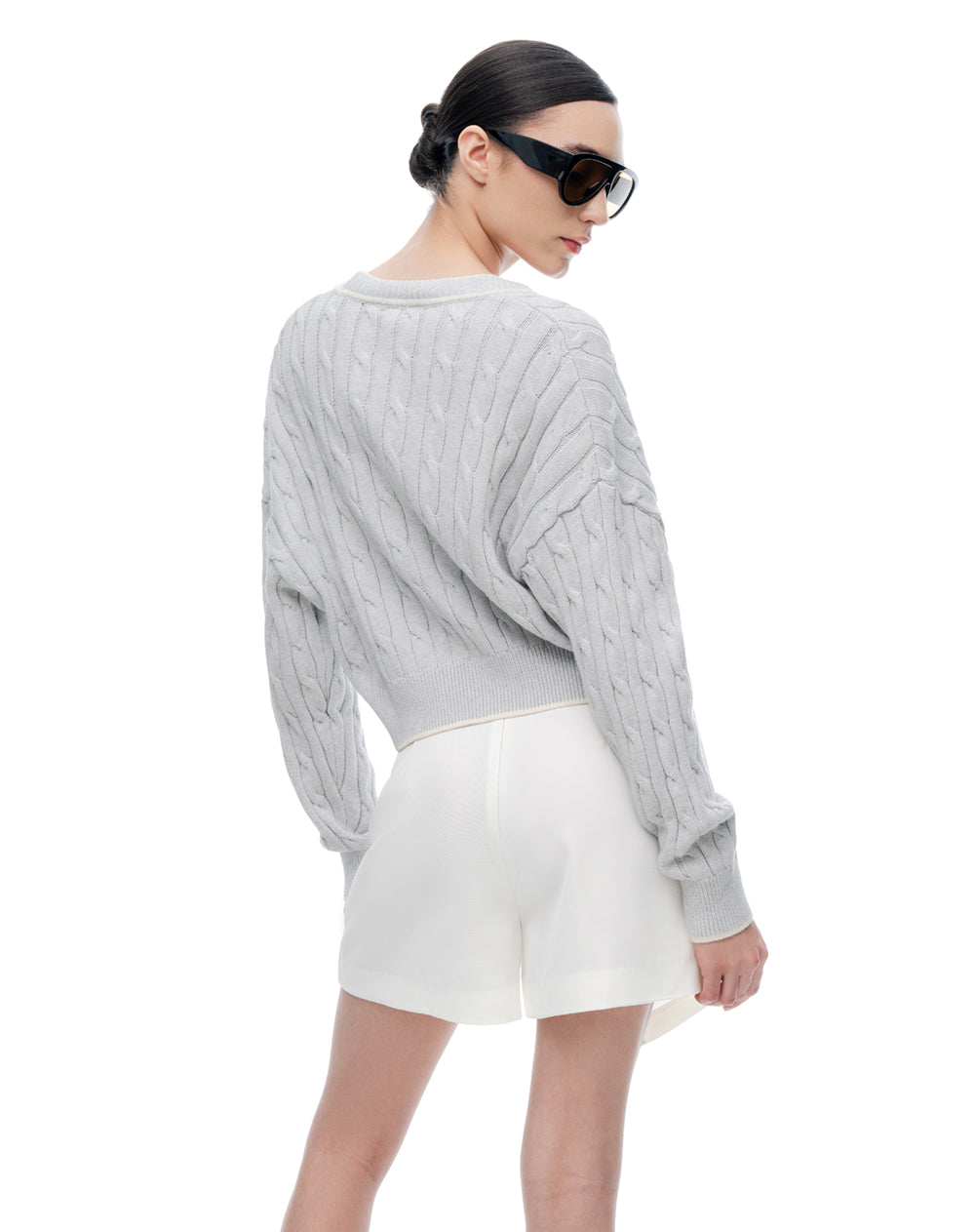 Buzo regular gris jaspe mujer