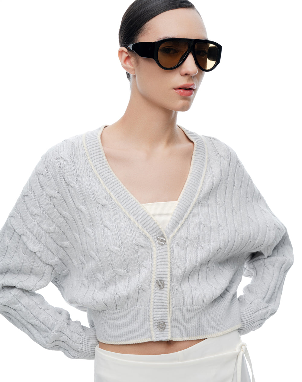 Buzo regular gris jaspe mujer