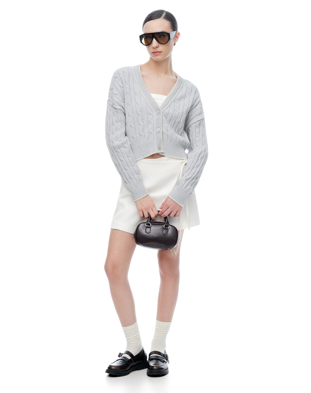 Buzo regular gris jaspe mujer