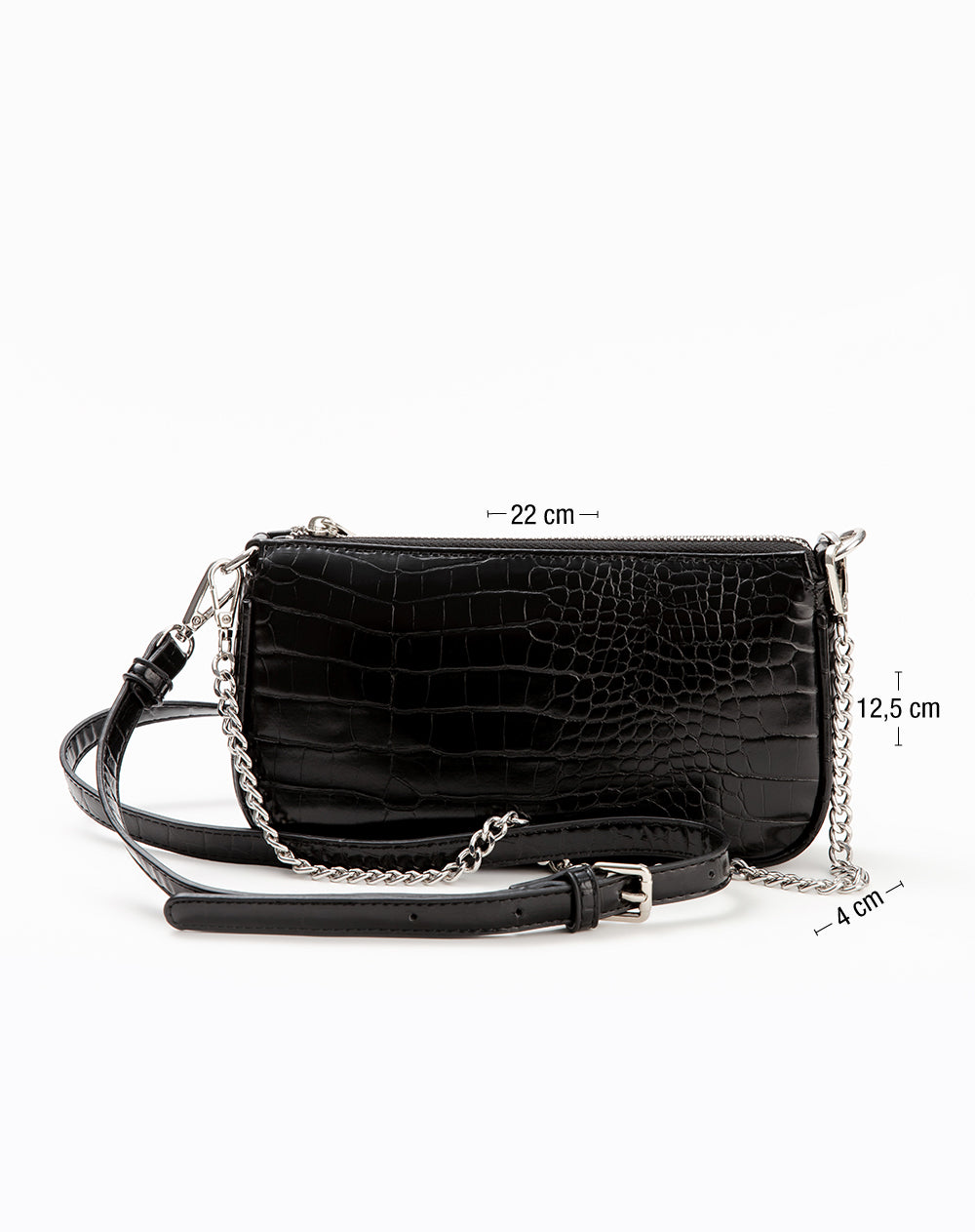 Bolso baguette texturizado negro mujer