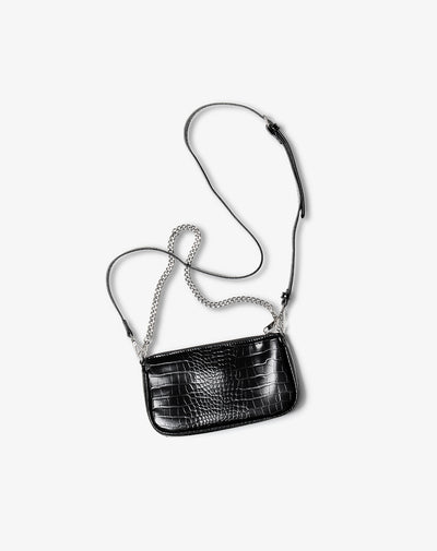Bolso baguette texturizado negro mujer