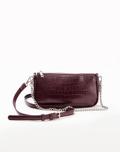 Bolso baguette texturizado vino tinto mujer