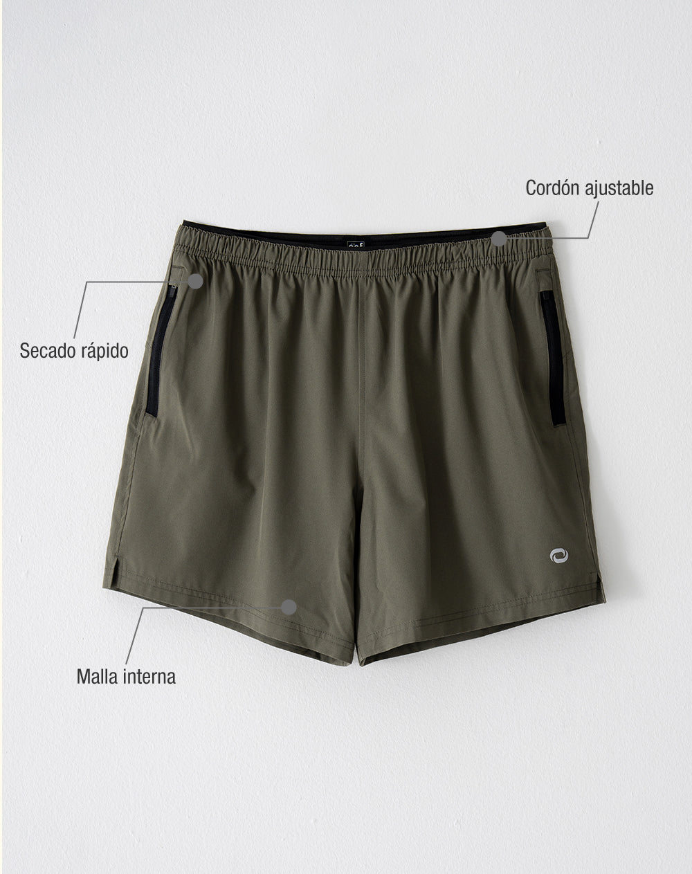Pantaloneta deportiva café hombre