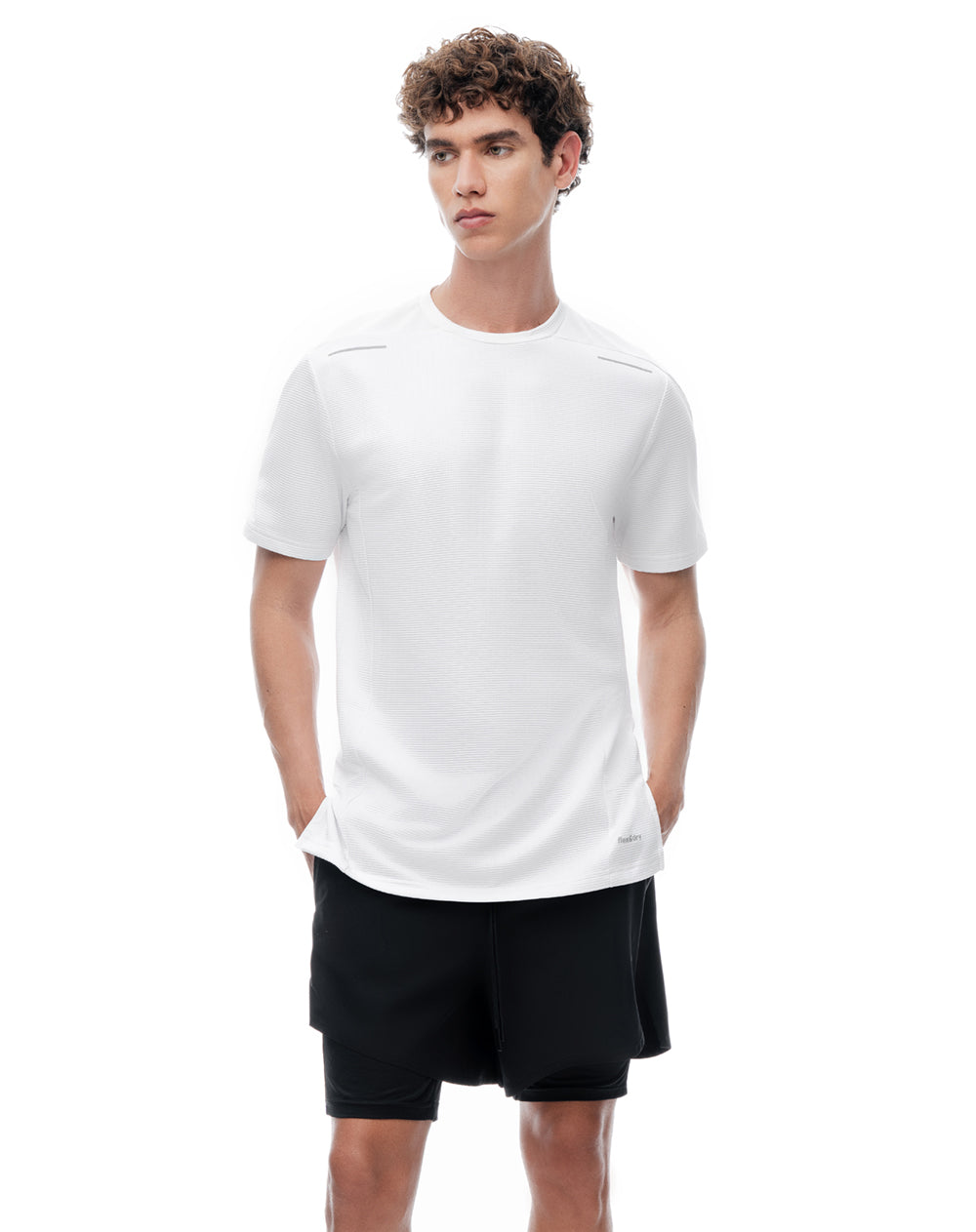 Pantaloneta deportiva malla interna negra hombre