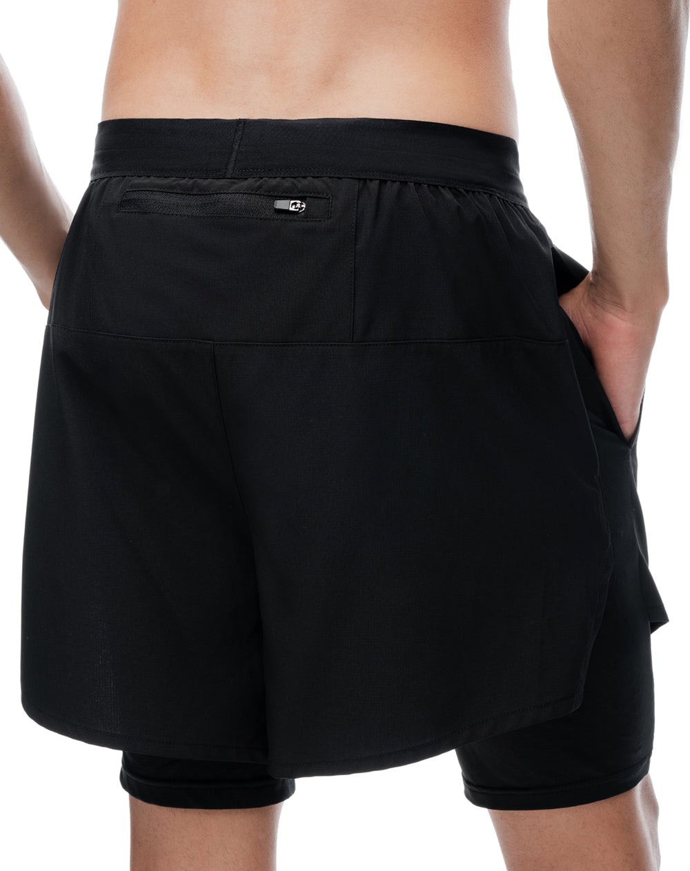 Pantaloneta deportiva malla interna negra hombre
