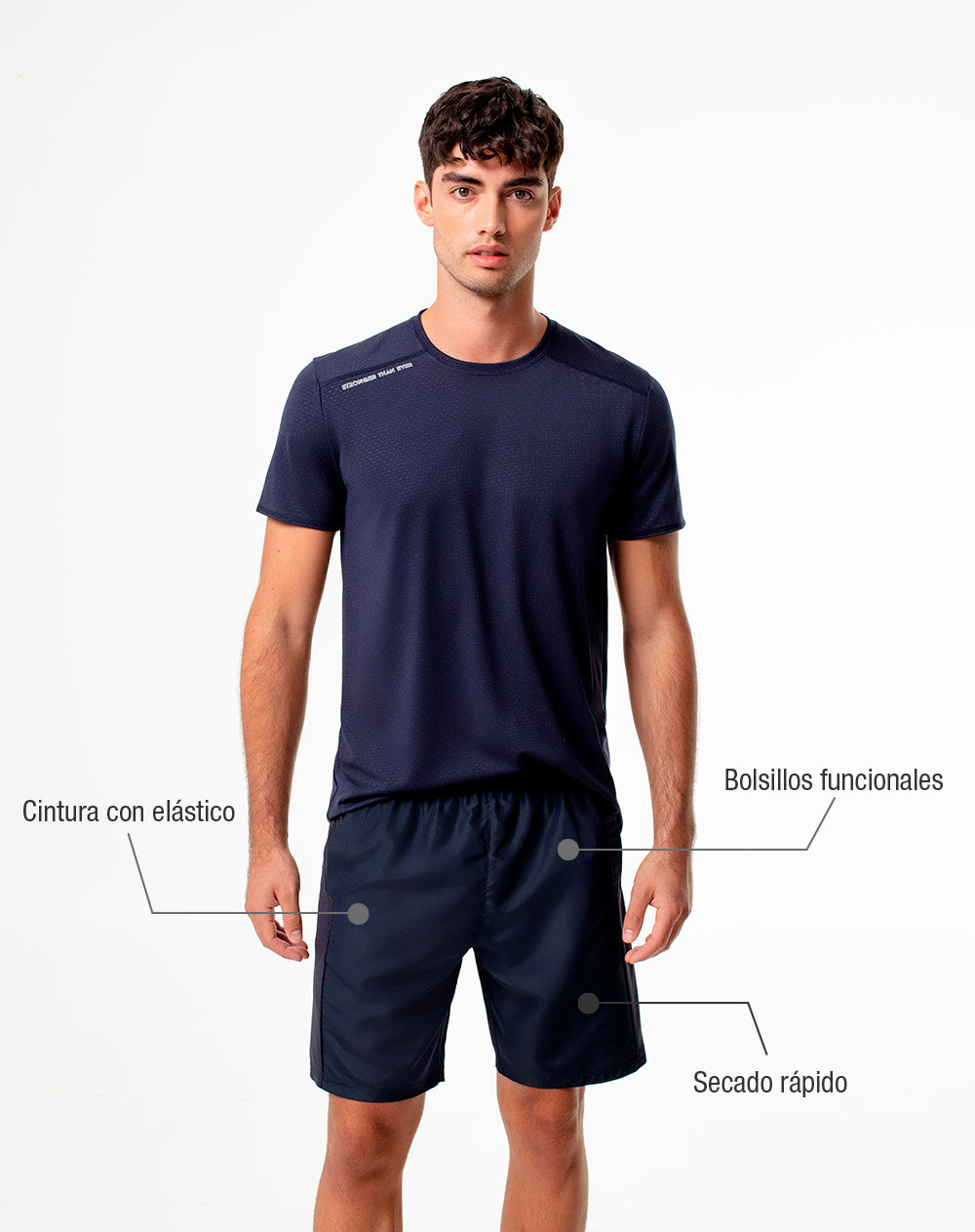 Pantaloneta deportiva secado rápido azul hombre