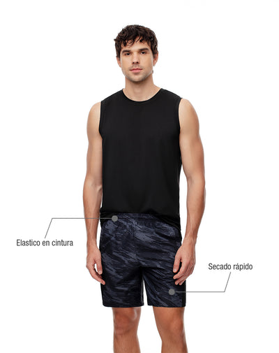 Pantaloneta deportiva secado rápido negra hombre