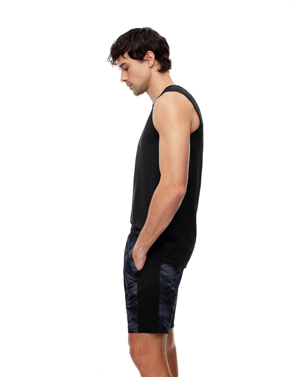 Pantaloneta deportiva secado rápido negra para hombre