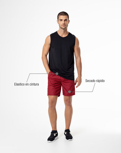 Pantaloneta deportiva secado rápido roja hombre
