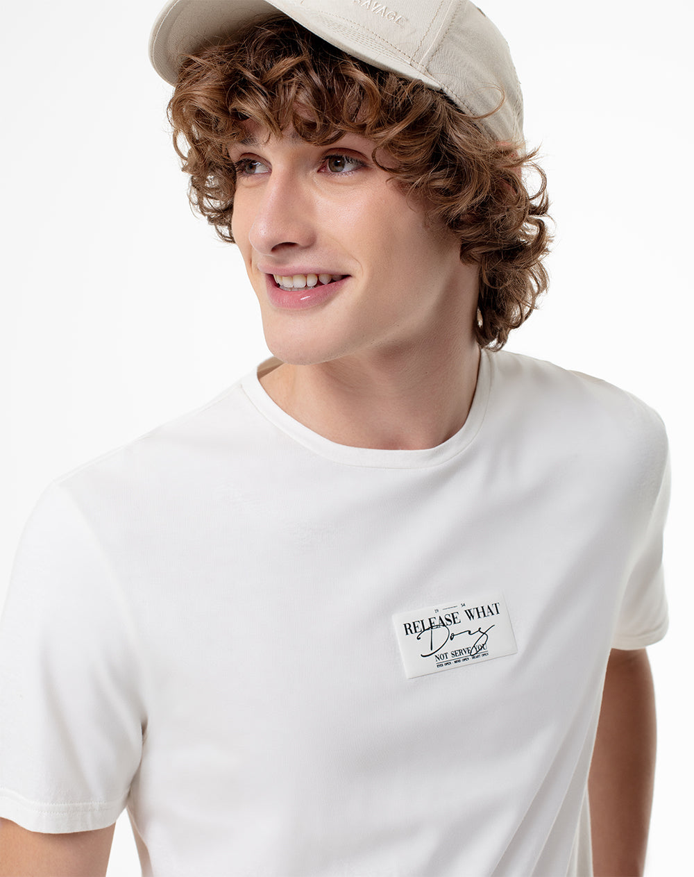 Camiseta oversized fit manga corta vainilla