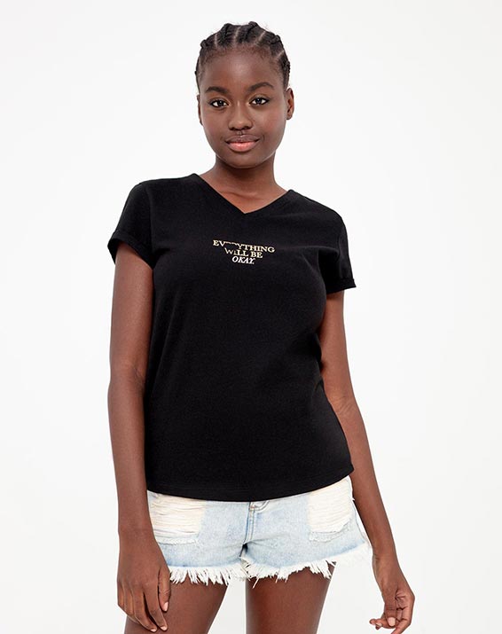 Suplemento arpón Necesario Camiseta Negra Para Mujer - Compra Online Camisetas Negras