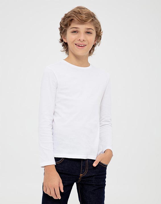 Camiseta niño manga larga blanca